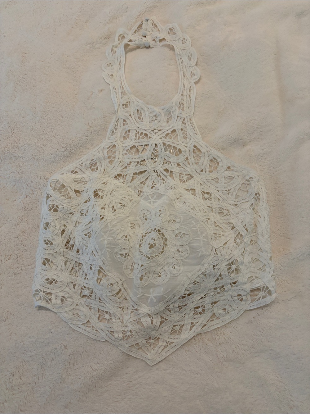 Free People White Crochet Halter Crop Top